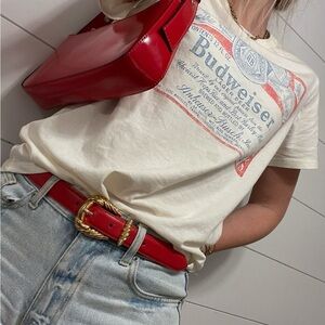 Budweiser Teal Tee with Orange Lettering